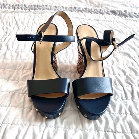 Micheal Kors Navy Blue Ankle Strap Wedge - Picture 4 of 8